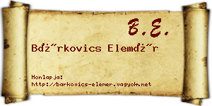 Bárkovics Elemér névjegykártya